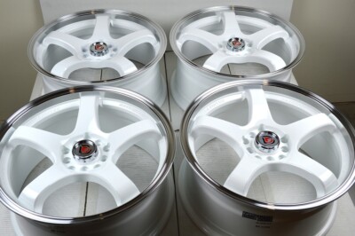 4 New DDR Fuzion 18x8 5x100/114.3 35mm White Machined Lip 18'' Wheels Rims