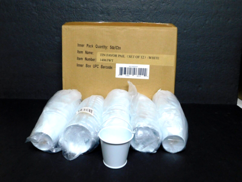 Cubos de metal blanco para fiestas/bodas (60) 2,5" de alto nuevos en caja original - Imagen 2 de 5