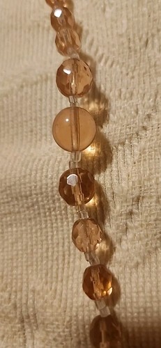 Pretty Miriam Haskell Necklace Amber Glass Beads Single Strand 30 Inch - Picture 3 of 7