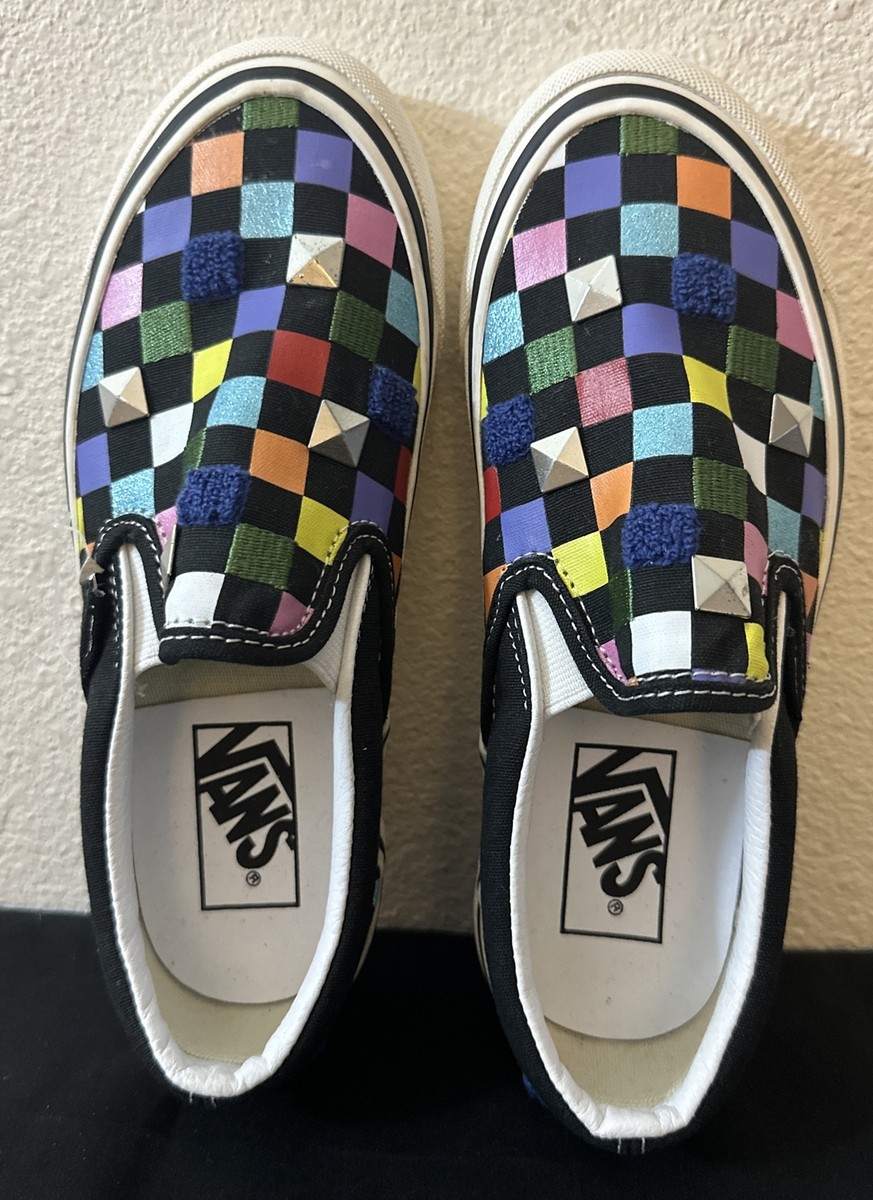 Vans Classic Slip On Mixed Media Rainbow Checkerboard Vans Classic Slip On Mixed Media Rainbow Checkerboard