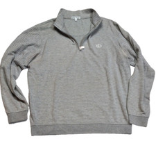 Peter Millar 1/4 Zip Striped Gray White Lightweight Sweater Men's Medium