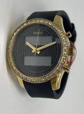 Needs battery New Guess Digital Analog Black Strap Gem-Set Women's Watch U0818L2