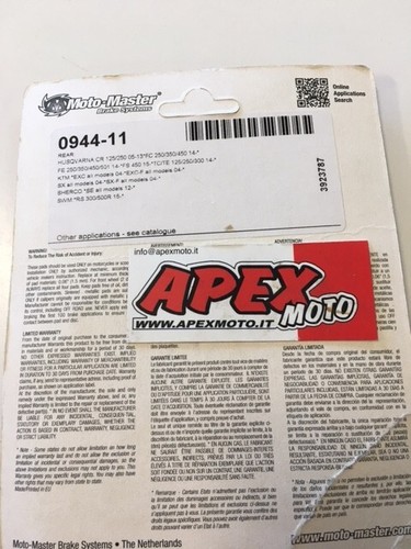 PASTIGLIE FRENO POSTERIORI MOTO-MASTER HUSQVARNA/KTM/SWM 0944-11 - Foto 2 di 2