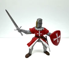 Papo 2008 Knight Red & White Crusader Foot Soldier  w/Sword Medevil Figure
