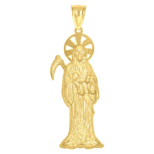 10kt Two-Tone Gold Mens Death Angel Santa Muerte Religious Charm Pendant - 第 2/4 張圖片