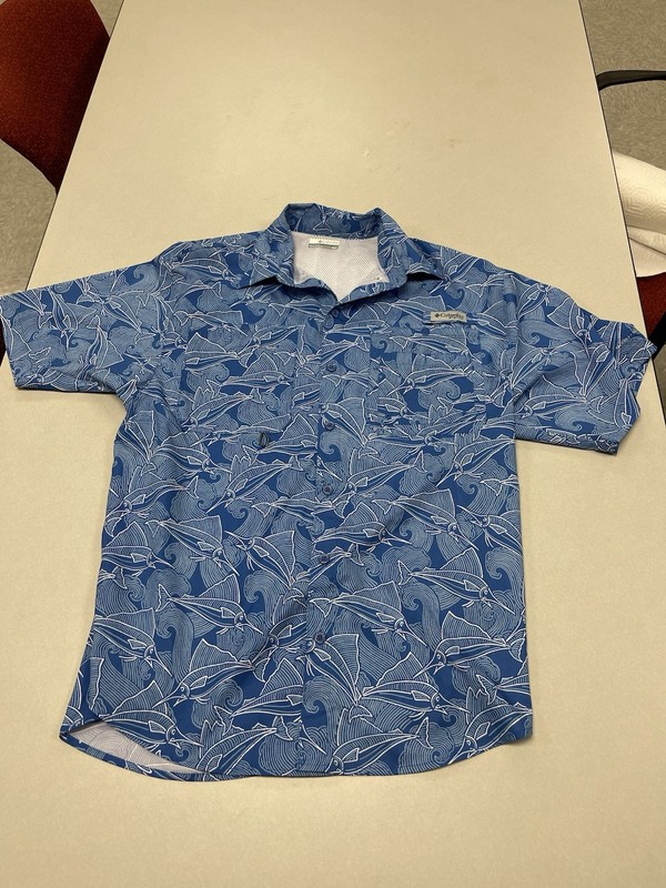 Columbia PFG Men’s  Shirt Short Sleeve Blue Marlin Size M Fishing