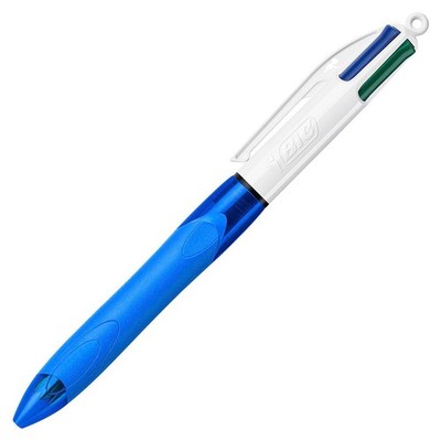BIC 4-Farben-Kugelschreiber 4 Colours GRIP Medium blau/weiß, Schreibfarbe:...