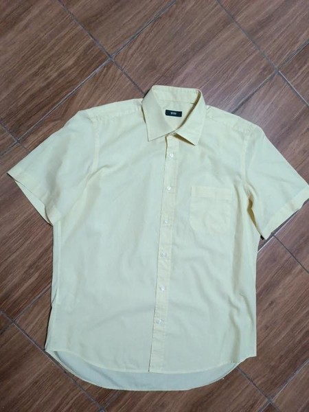 Men Hugo Boss T-Shirt Yellow Cotton L