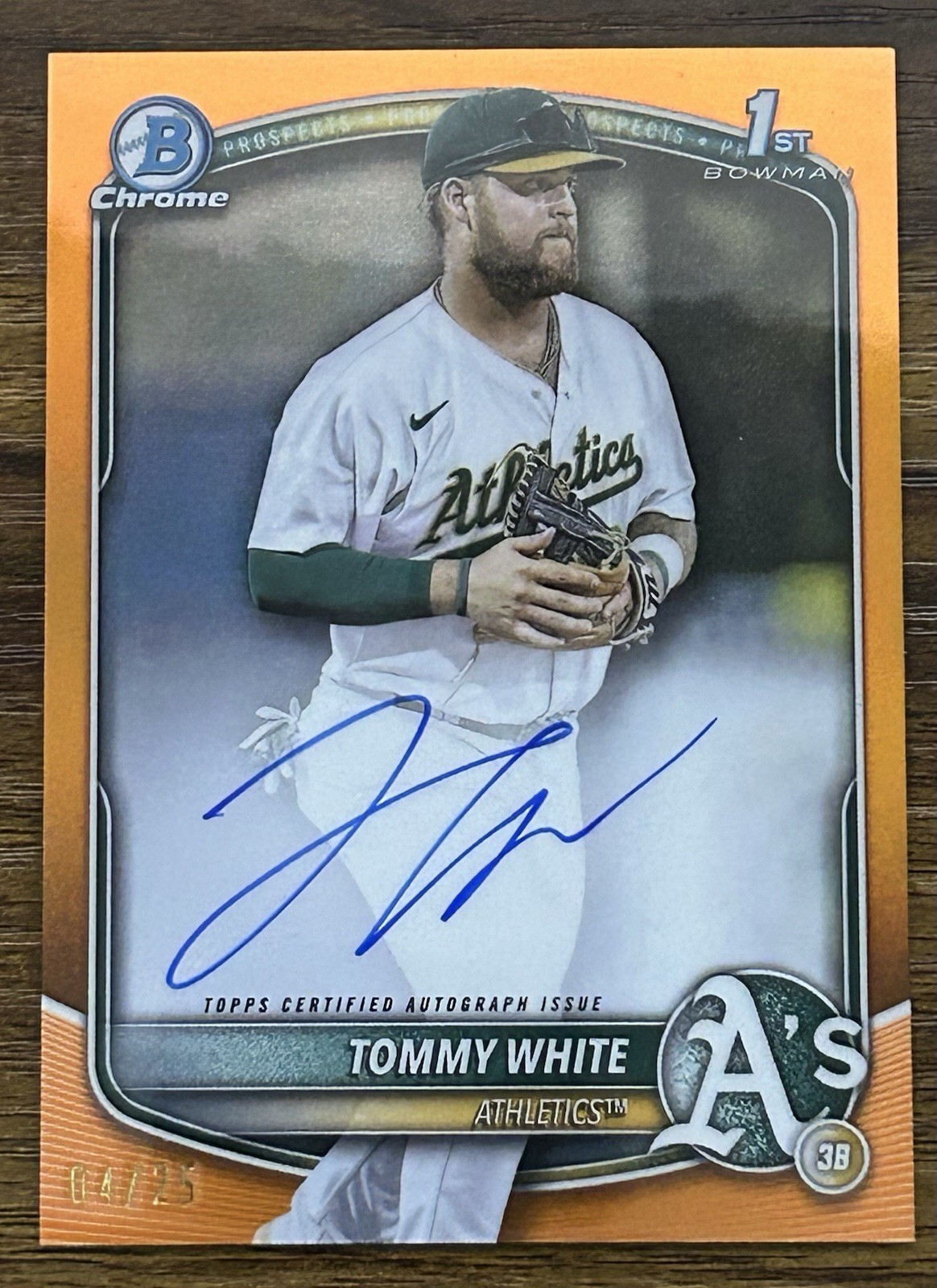 2025 1st Bowman Chrome Auto #CPA-TWH Tommy White True Orange Refractor 4/25