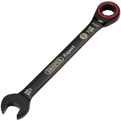 Draper Expert 03888 HI-TORQ  Metric Ratchet Combination Spanner 15mm Black
