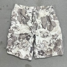 Ocean Pacific OP Hibiscus Floral Board Shorts Mens Large Grey White Swim Trunks