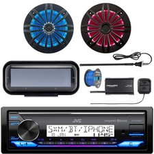 JVC KD-X38MBS 1DIN Marine Bluetooth Receiver, 2x 6.5" 180W RGB LED Speakers