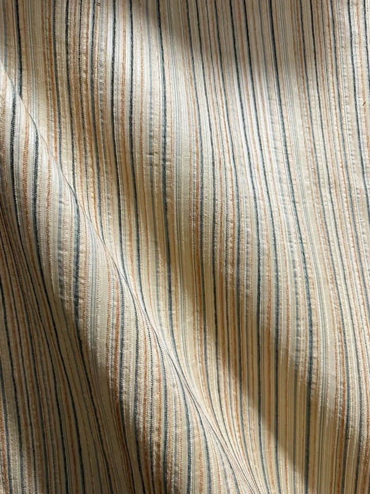 BEIGE MULTICOLOR STRIPED CHENILLE UPHOLSTERY BROCADE FABRIC (56 in.) Sold BTY - Image 3 of 3