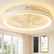 20" Wall Mounted Fan, Quiet 7 Blades Wall Mount Fan with Remote, Light and Timer