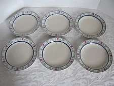 Tienshan Stoneware- Country Morning -Red Hearts-7 1/2" Salad Plates-Set of 6