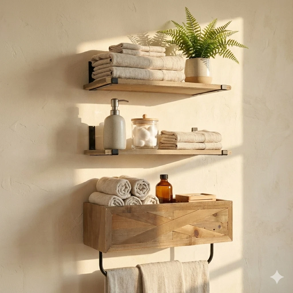Autumn Alley Rustic Farmhouse Bathroom Shelves Wall Mounted