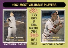 2024 Topps Heritage Hank Aaron Mickey Mantle #190