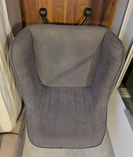 Grey Fabric Swivel Office Desk Chair, Padded Seat, Wheels, Metal Frame Assembled