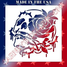 Plastic Stencil - Rose Skull SCA313  4", 6" or 8" 