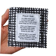 Mini Prayer Quilt with Cross Inside Vintage Pocket Scripture 1 Pack Black