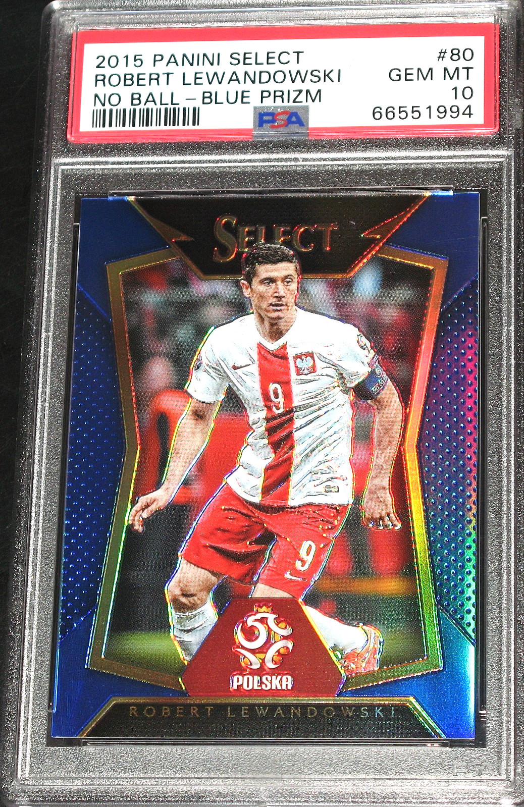 2015-16 Panini Select Robert Lewandowski BLUE Prizm # /299 PSA 10 GEM MINT 2016
