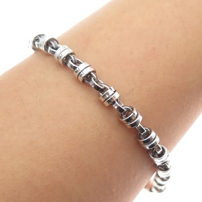 925 Sterling Silver Vintage Modernist Anchor Link Oxidized