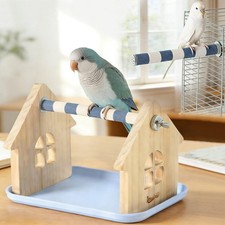 Wood Bird Perches Stand  2-in-1 Parrot Perch Stand  Portable Bird Stand  9.1''L ...