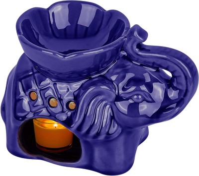 Essential Oil Burner Ceramic Elephant Aroma Diffuser Wax Melt Royal Blue 