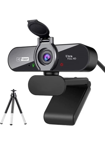 Webcam, 1080P Pro HD Webcam with Stereo Microphone, 110° Wide Angle,