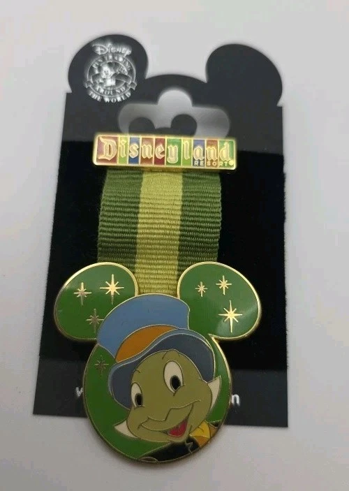 2007 Disneyland Jiminy Cricket Green Ribbon Pin