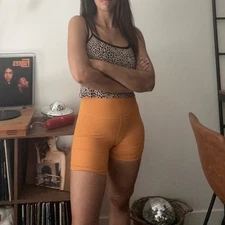 Wilo Ribbed Biker Shorts High Waist Athletic Workout Gym Activewear Medium