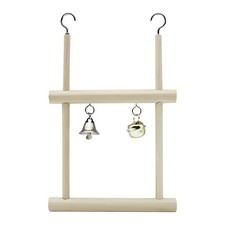 Wooden Bird Swing Perch Parrot Hanging Perch with Bells for Small Parrots Birds