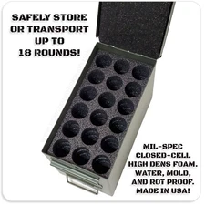 37MM Flare Launcher Ammo Can Storage Foam Insert - 18 Slot for .50 Cal Ammo Cans