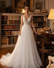 Wedding dresses Party Spaghetti Strap Sleeveless Prom Zip-Up Floor-Length Gowns