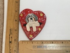 Handmade Wooden Handpainted LHASA APSO Valentines Day Ornament/Pin/Magnet/Plaque