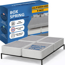 , Box Spring Bed Base California King Size, 8-Inch Wood Mattress Foundation   Am