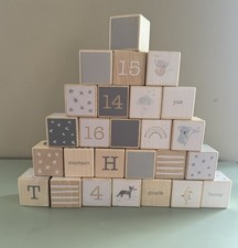 Pottery Barn Kids Neutral Alphabet Letters Animals Number Printed Blocks