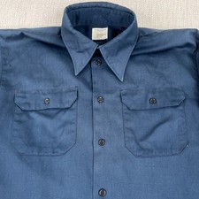 Vintage JCPenney Big Mac Long Sleeve Work Shirt Mens Button Up Blue Faded VTG