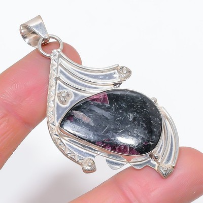Natürlicher Rubin Zosit Edelstein 925 Sterlingsilber Schmuck Anhänger 2,60'' G628