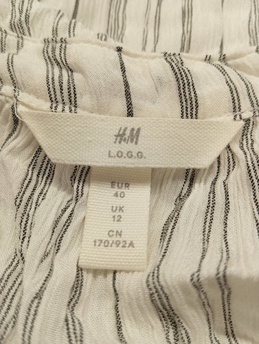H&M L.O.G.G. Vestido de Verano Mujeres Vestido Talla EU 40 blanco-negro - Imagen 4 de 5