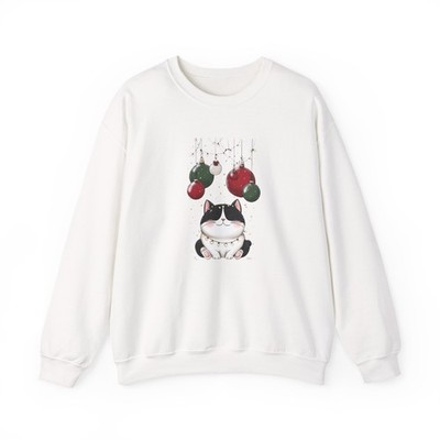 Cute Christmas Cat Sweatshirt |Cozy Holiday Cat Festive Kitty Pullover