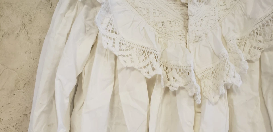 Camisón de algodón eduardiano vintage con trabajo de ganchillo, ¿talla pequeña? Foto 4 de 4
