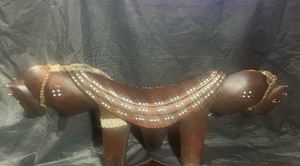 Antique Genuine Dinka Tribal Headrest Stool Hand Carved Metal Studs Sudan Rare