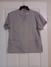 Dickies XS Gray Uniform Scrub Top with Two Pockets V Neck Short Sleeves