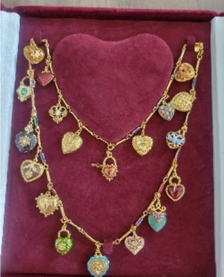Joan Rivers 19 charms Heart Flowers Necklace *no Box*