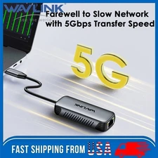 WAVLINK USB-C to Ethernet Adapter 5Gbps LAN High-Speed 95W PD Driver-Free 