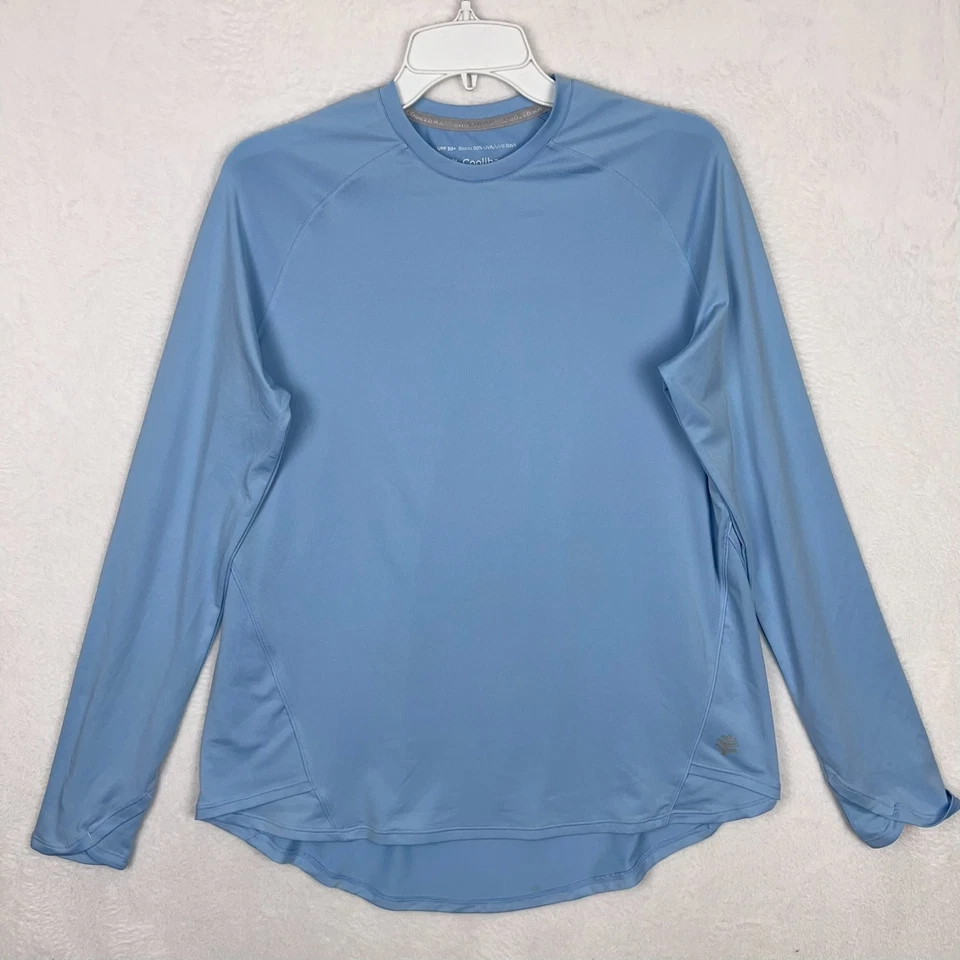 Camiseta Coolibar Accelera para mujer azul medio UPF 50+ manga larga cuello redondo Foto 2 de 4