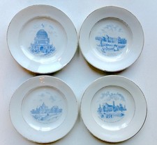 4 1893 World’s Fair Columbian Expo Matching Blue Transfer Plates- Different Bldg