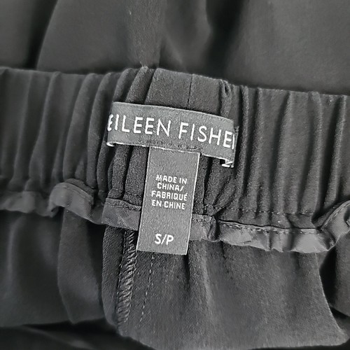 Eileen Fisher Größe Small 100 % Seide Pull-On Reißverschluss Knöchelhose schwarz  - Bild 4 von 12