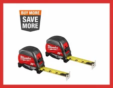 Compact Magnetic Tape Measure With Belt Clip Lockable Retractable Steel (2-Pack)